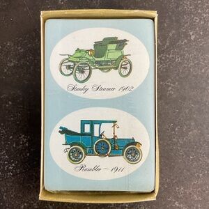 Vintage playing cards featuring the Rambler & Stanley Steamer antique vehicles